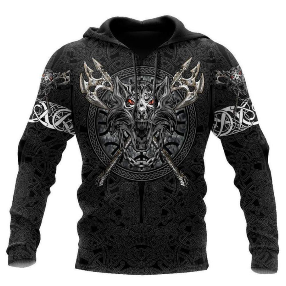 Nordic Pirates Print Men's Hoodies Hip Hop Trend Harajuku Vintage Clothes Oversized Hoodie Autumn and Winter Casual Sweatshirts