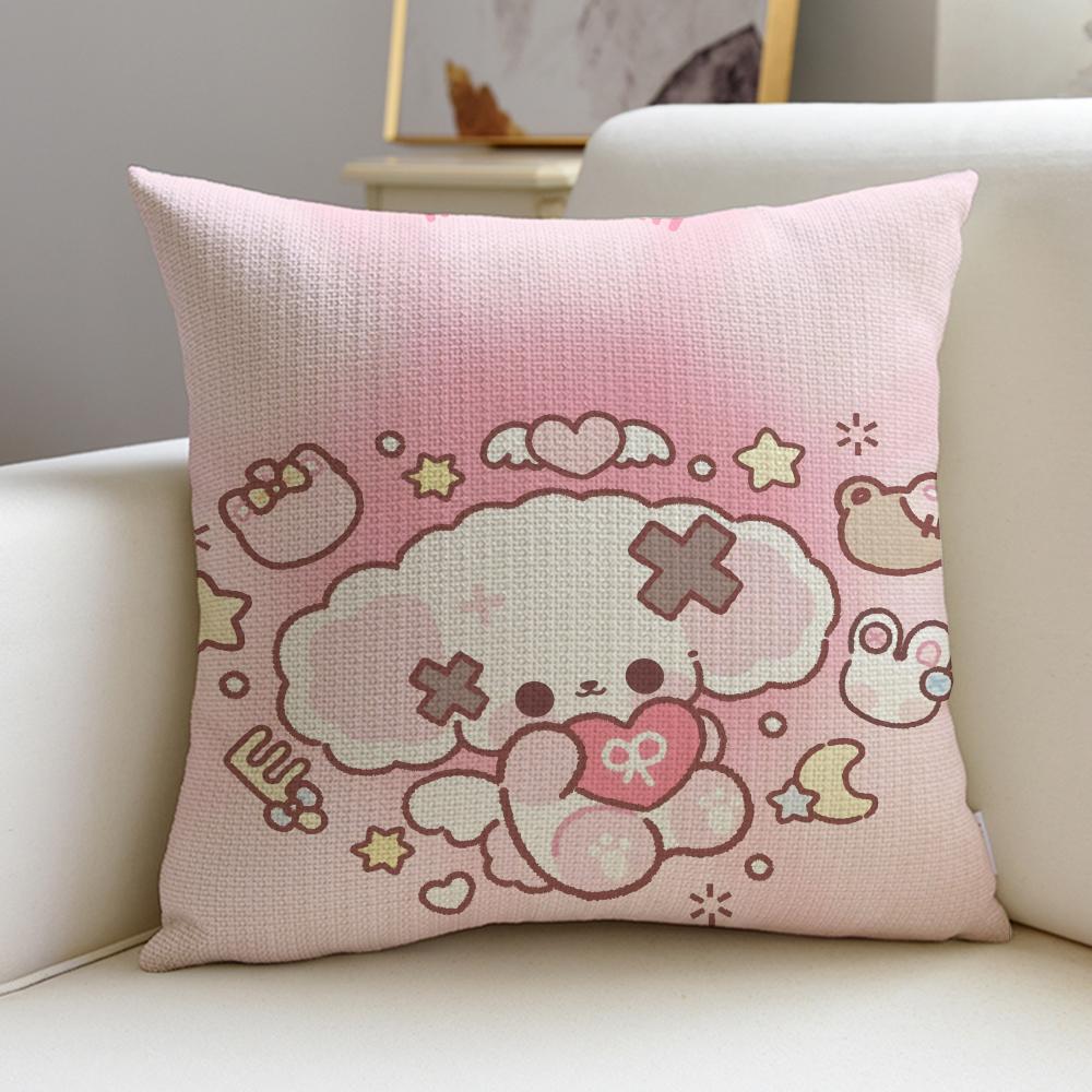 Sweet CCute NNonoS Cushion Cover Breathable and Skinfriendly Linen Pillowcase Square Removable and Washable Cushion