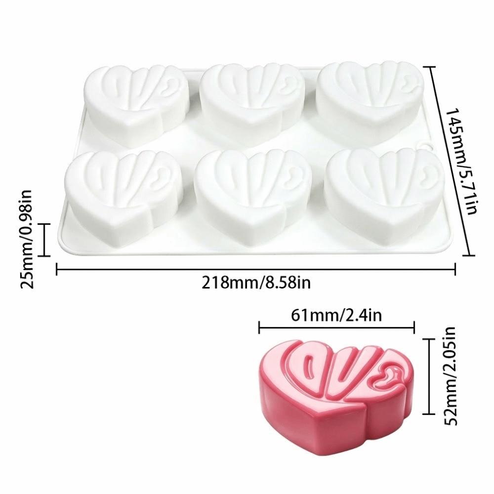 6-Cavity Silicone Cake Molds Rotating Heart Reusable Mousse Cake Moulds Flexible Non-Stick Pudding Mousse Mould Baking