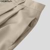 INCERUN Men Zip-up High Waist Casual Long Wide Legs Pants Trousers