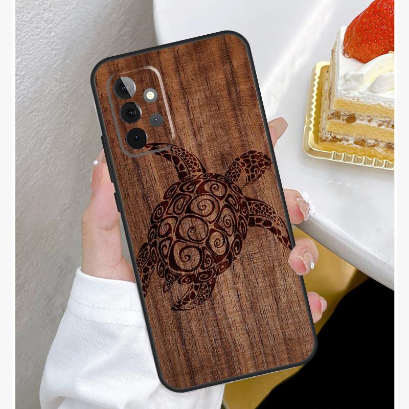 Turtle Wood Pattern Case For Samsung Galaxy A55 A35 A15 A14 A34 A54 A73 A53 A33 A23 A13 A12 A32 A52 A51 Cover