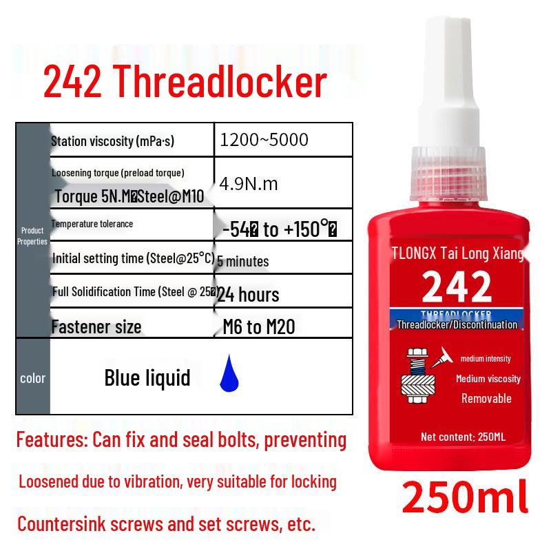 243 Screw Glue: Medium-High Strength Threadlocker and High Temp Resistant Sealant