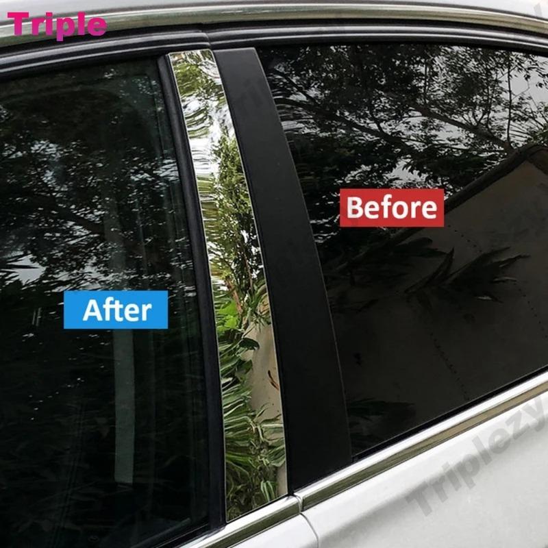 6Pcs Glossy Chrome Window Door Column B C Pillar Post Cover Trim For Nissan Versa Note E12 2012- PC Material Decoration