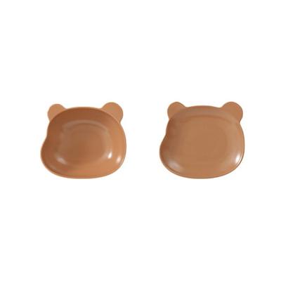 Erato Teddy çocuk sofra takımı 2'li, kahverengi, kase + tabak, Popüler Kore ebeveynlik ürünleri