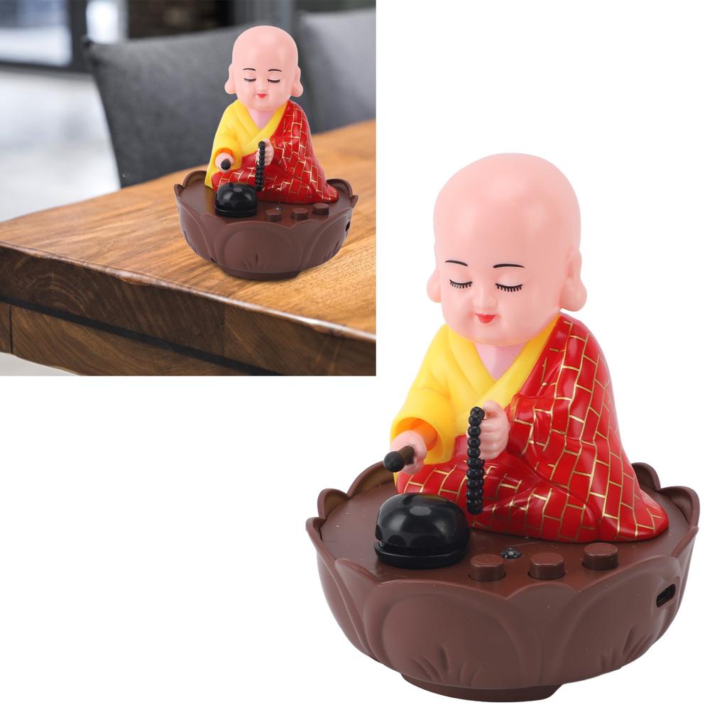 Musical Nodding Monk Figurine Decoration Moving Head Buddha Statue with USB Charging Cable