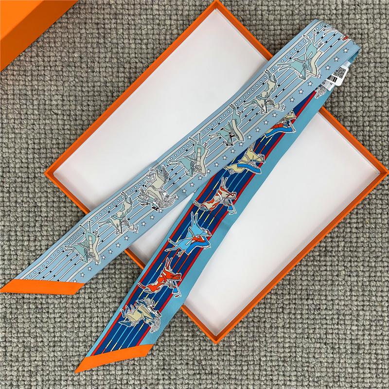 POBING Animals Print 18m/m Twill Silk Scarves Women Luxury Brand Scarf Bag Ribbons Tie Head Scarf Small Long Skinny Scarf 86*5CM