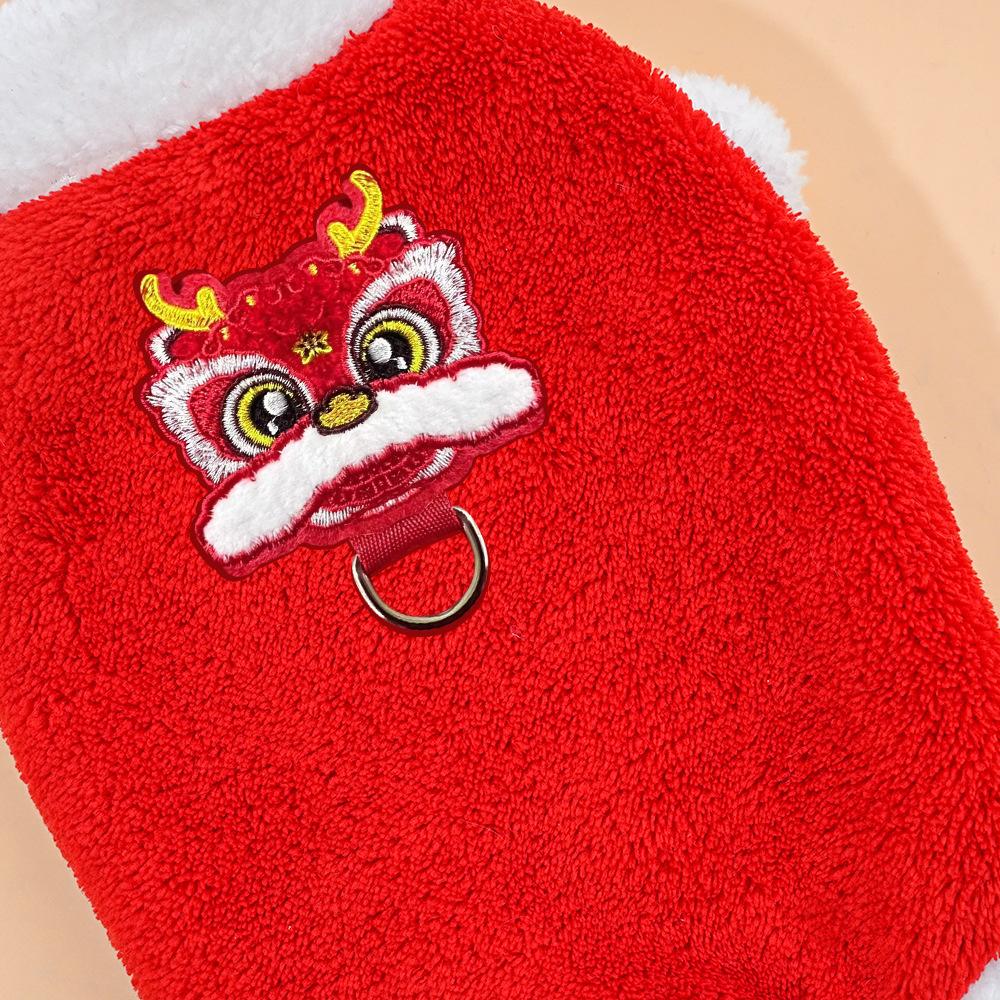 Pet New Year Embroidery Dog Autumn and Winter Teddy Bigbear Small and Large Dog Cat Supplies Cat Clothes