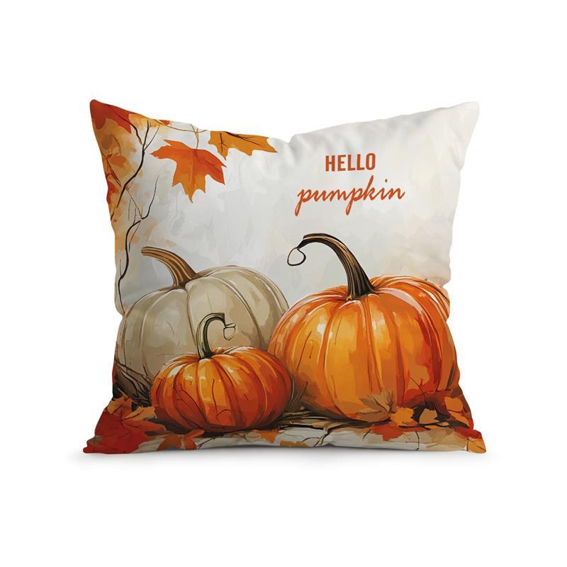 Autumn Pumpkin Maple Leaf Cushion Pillowcase Printed Polyester 45X45Cm Throw Pillowcover Decorative Sofa Cushion Pillowslip