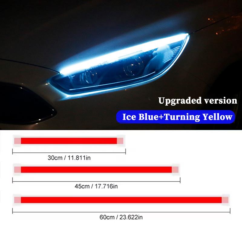 Car headlights, dynamic LED decorative light strips, turn signals, yellow flexible turn signals, car headlights, daytime running