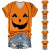 Women's Fashion Casual Three-quarter Sleeve Halloween Letters,  Face Print Top