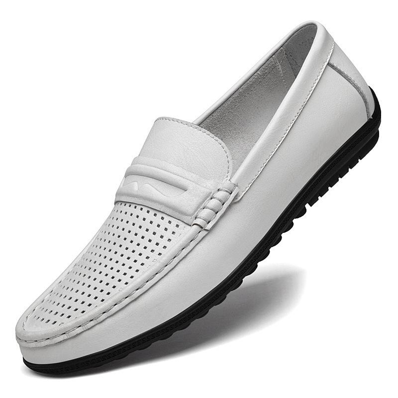 Men's Large Size Leather Slip-On Driving Shoes, Soft Sole, Sizes 45-46.