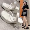 Outer size large size cool slippers female 2025 spring new Internet celebrity fairy style fashionable and comfortable wear thick high heels sandals fe