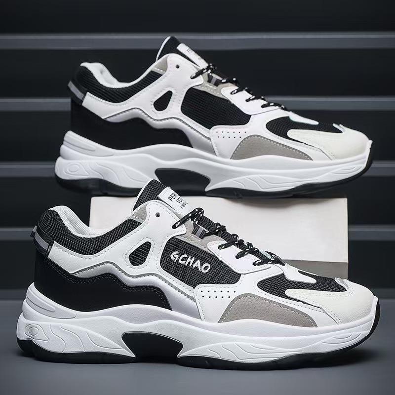 Men's Shoes Spring, Summer and Autumn Breathable Mesh Sports Casual Running Shoes Men's Student Versatile Height-increasing White Tide Shoes