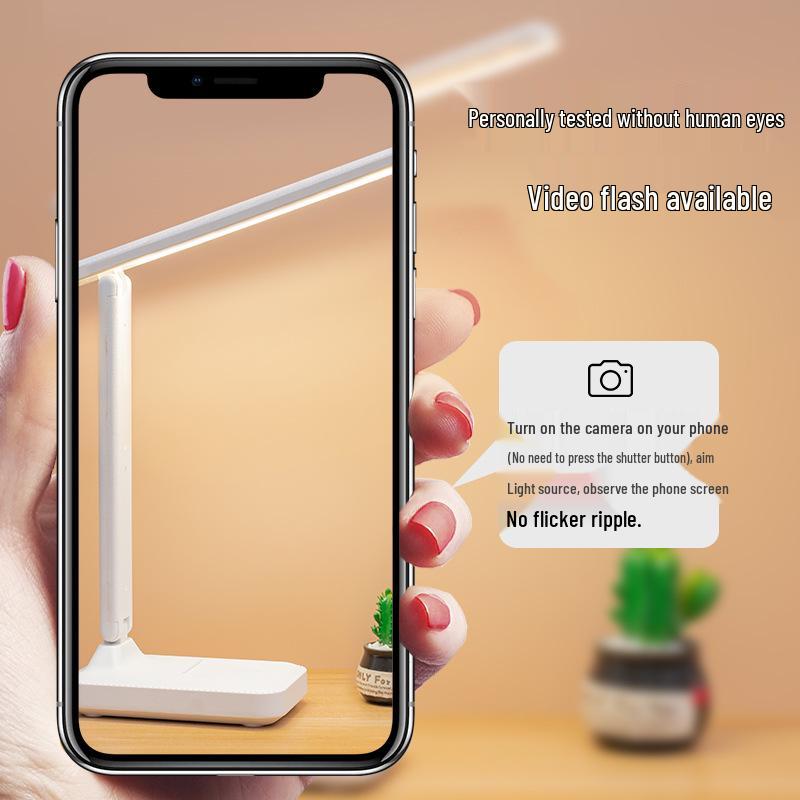 Compact LED Folding Desk Lamp - Touch Control, Eye Protection, Perfect for Office, Dorm, or Study.