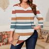 Women's Print Plus Size Tops Hollow V Neck 3/4 Sleeve Shirt Elegant Casual Tops