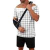 Men's Plaid Printed Recovery Shirt Away Short Sleeve Full Open Front Side Design Adaptive Top
