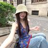 Spring 2025 French Retro Floral A-Line Spaghetti Strap V-Neck Dress