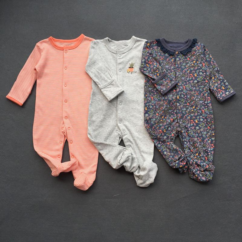 Spring & Autumn Baby Jumpsuit: Foot-Covering, Cotton Romper Pajamas for Newborn Boys & Girls