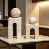 Tabletop Decor Minimalist Resin Arch Ornament with Sphere for Entryway Display, Modern Living Areas