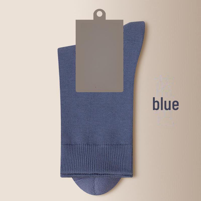 Men's Black Mid-Tube Fashion Socks - Autumn, Sweat-Absorbent, Deodorant, for All Seasons and Business Wear.