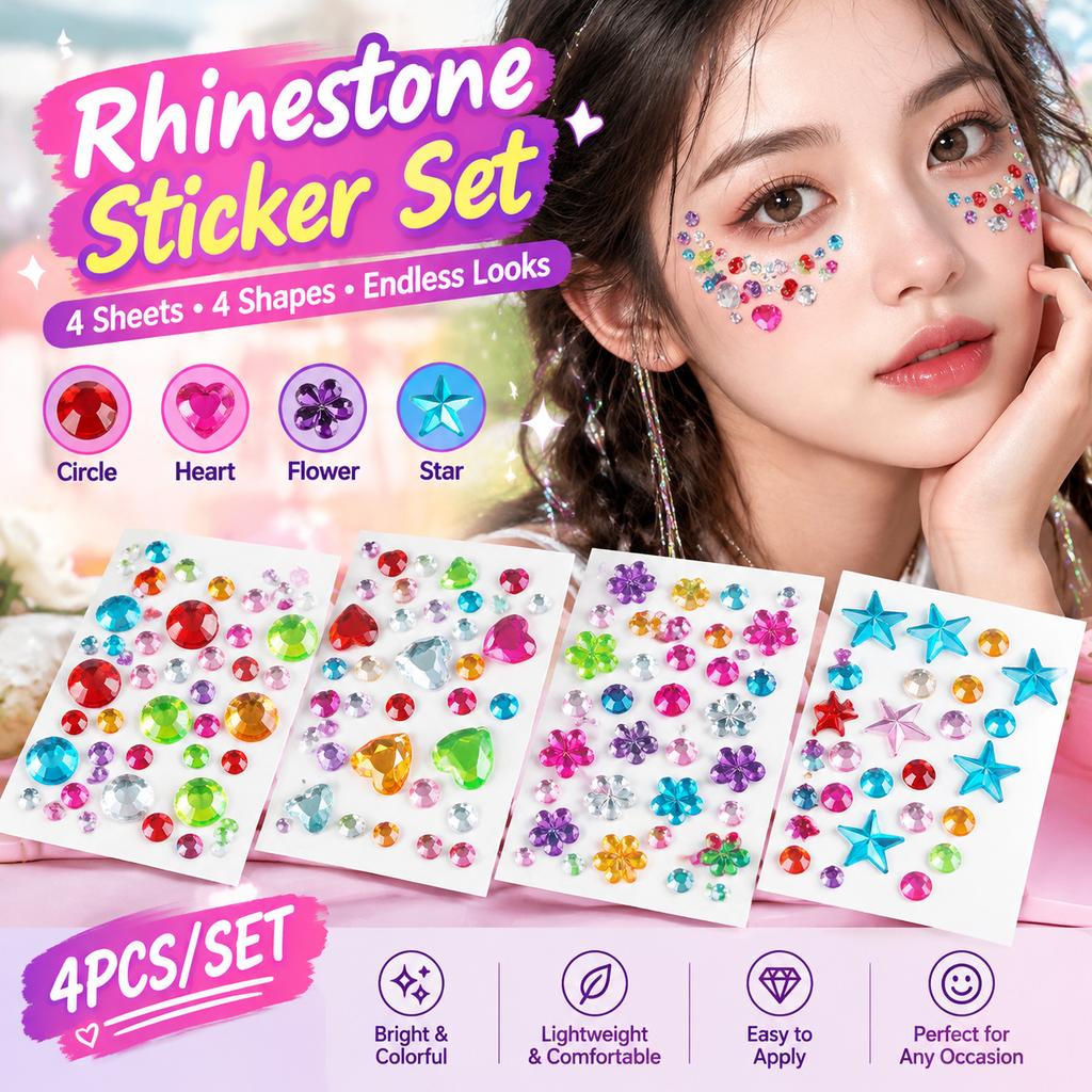 Facial Decorative Colorful Gem Rhinestone Stickers