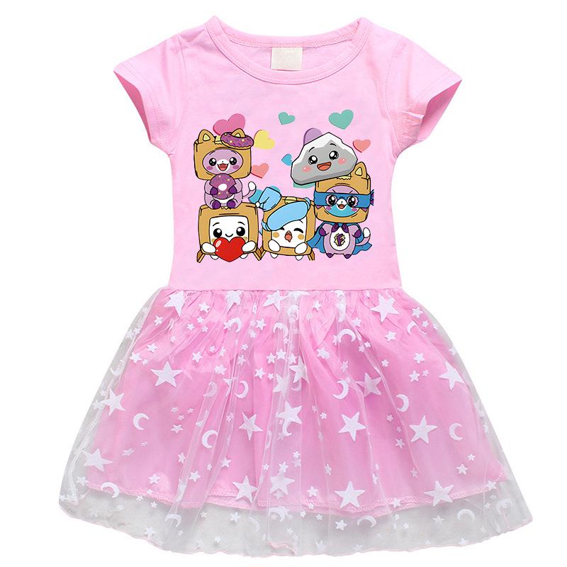 Korean Style Girls' Dress: Short Sleeve Summer & Long Sleeve Spring/Autumn Star Mesh Princess Skirt