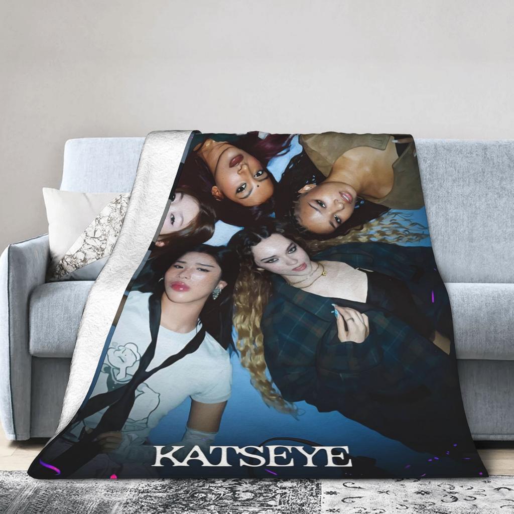 Katseye Kpop Girl Group Blanket Fleece Winter Multi-function Lightweight Thin Throw Blankets for Home Outdoor Rug Piece