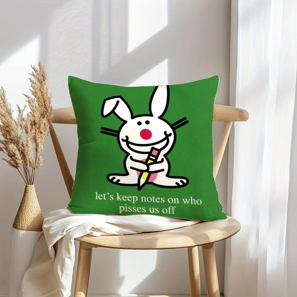 Cute Rabbit Cushion Cover Soft Plush Throw Pillow Cover | Double-Sided Decorative Cushion Case | Sofa Bedroom Home Decor