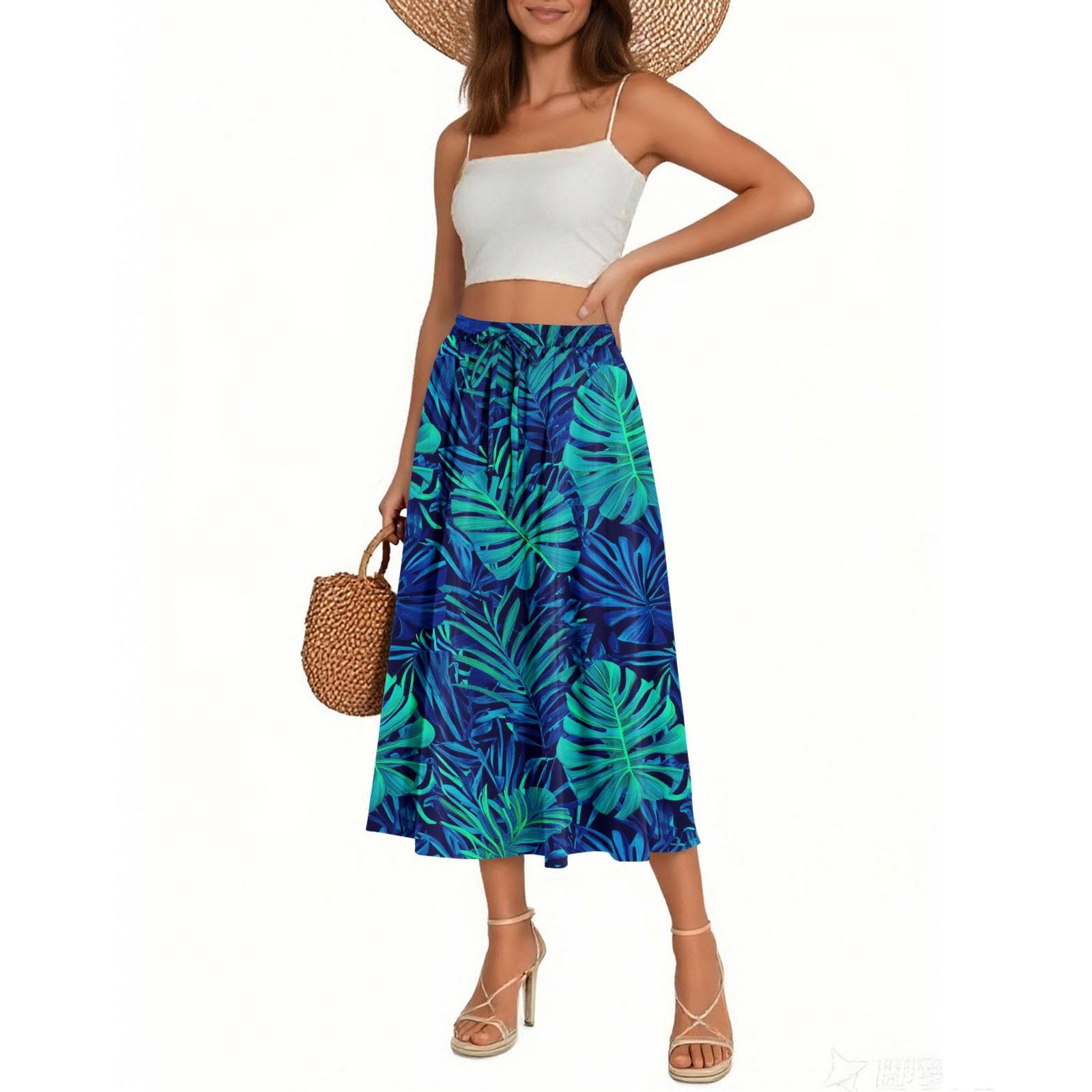 

Женская юбка Богемная юбка С цветочным принтом Повседневная Темпераментная Юбка с карманами M тёмно-синий