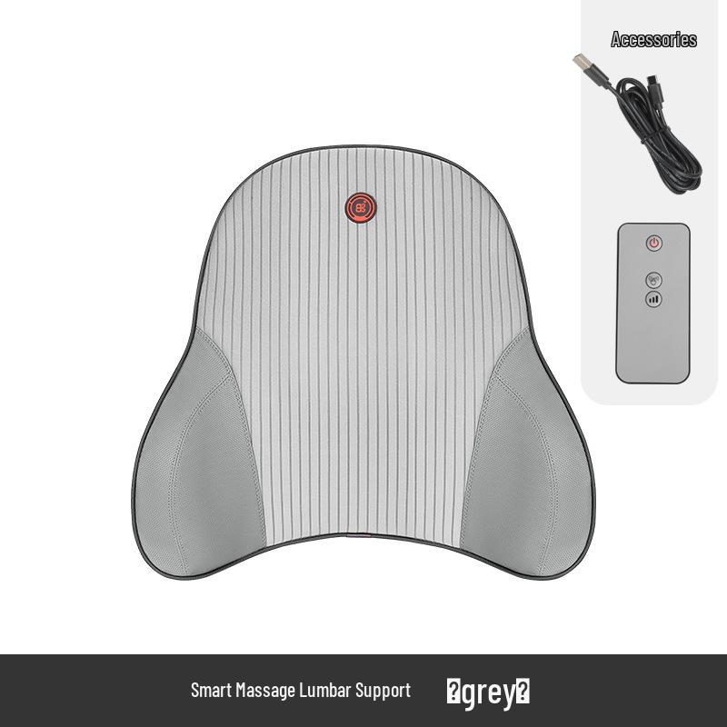 Electric Massage Lumbar Support Pillow - Memory Foam Car Seat Cushion with Remote Control.