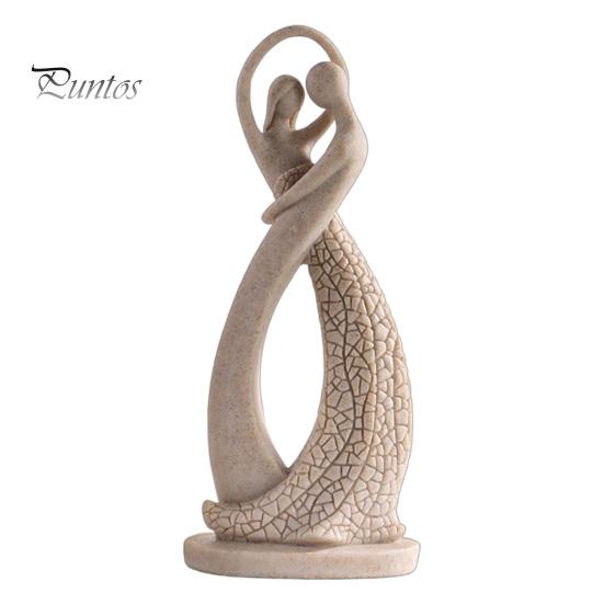 Artistic Home Accents Abstract Couple Sculpture Ornament, Resin Sandstone Style Statue, Romantic Durable Table Decor Embracing Figure for Living Room
