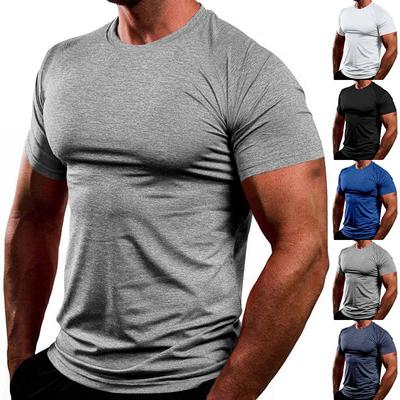 T-shirt de Sport Respirant à Manches Courtes pour Homme, Évacuant la Transpiration, Séchage Rapide, Col Rond, Polyvalent pour le Sport en Extérieur et le Quotidien