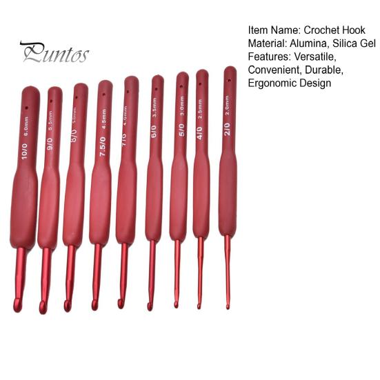 9Pcs Crochet Hook Effortless Ergonomic Crochet Needles Durable Long Knitting Needle Crochet Accessories