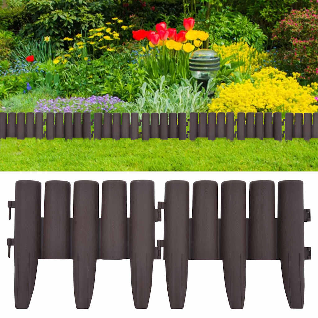 Lawn Edging 36 Pcs Brown 10 M PP