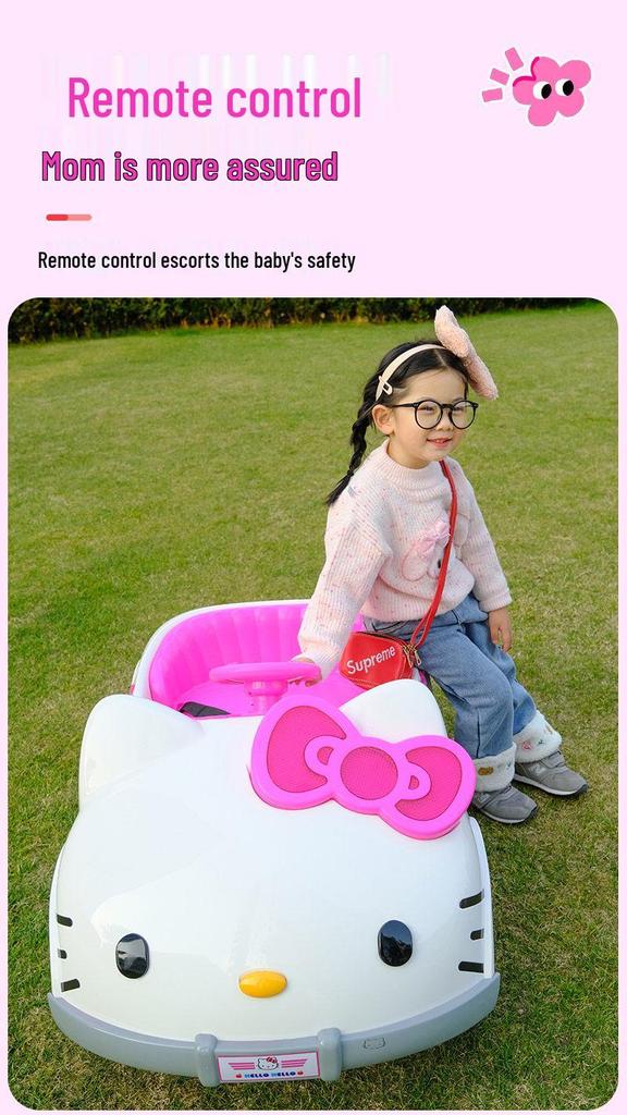 Hello Kitty Children's Electric Four-Wheel Ride-On Car with Remote Control