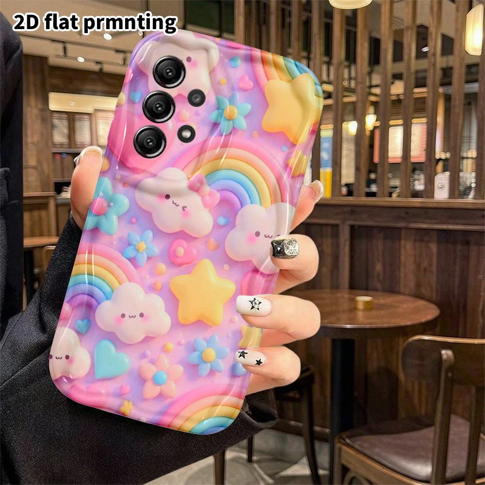 Phone Case: 2D Flat, Fits Samsung Galaxy A34 A35 M05 M06 S20 S22 S21 FE Plus 5G Protective Case, Rainbow Clouds, Perfect Christmas and Halloween Holid