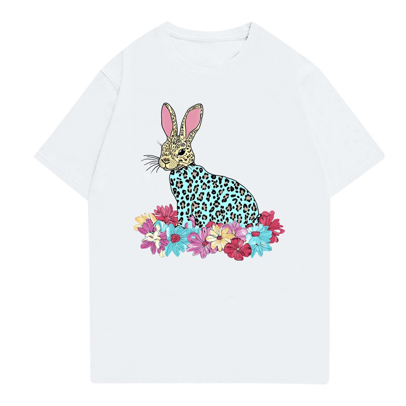 

Пасха - мужская повседневная мешковатая футболка с принтом кролика, круглый вырез, пуловер, топ с короткими рукавами M белый