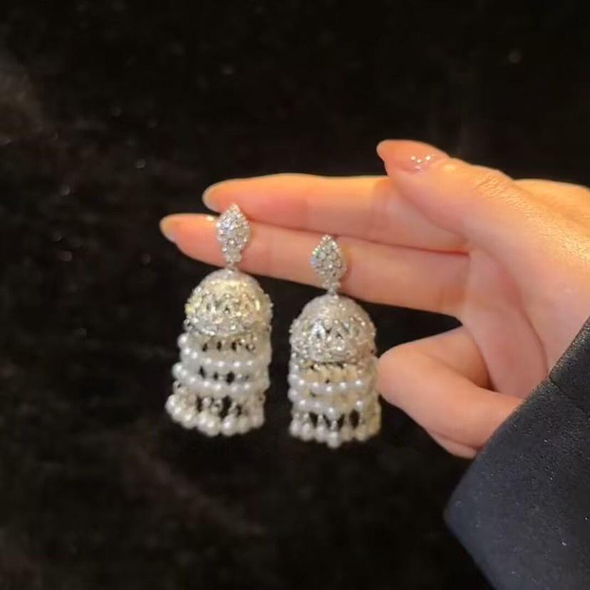 European Court Style Fringed Earrings Burst High-end Temperament Stud Earrings Daily Earrings