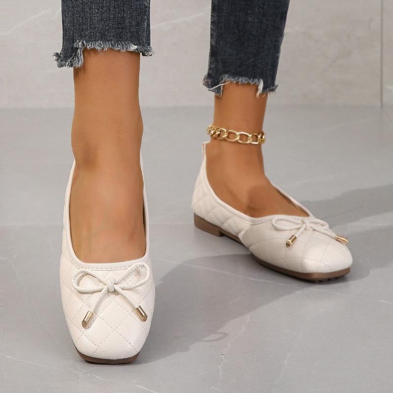 Fashion 2025 High Quality Hot Sale Women's Flats Outdoor Bow Tie Slip On Soft Bottom Sewing Flats Plus Size Casual Daily Walking Shoes