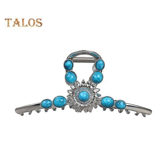 

1/2/3 шт. Большие заколки-краб для волос, металлические, бирюзовые, синие, каменные, нескользящие, зажимы для волос, женские, заколки, аксессуары для волос 1pc