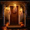 Halloween Hanging Ghost Decorations Scary Decor, Spooky Bat Print Decor for Porch Holiday Yard Ornaments Tree, Glow-in-the-Dark Outdoor Decoration