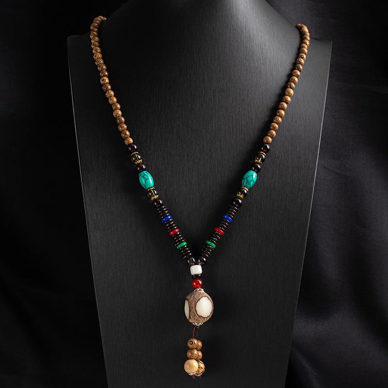Tibetan Ethnic Sweater Chain Zen Bodhi Necklace: Unisex Retro Scenic Accessory