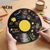 Desktop Display Stands Vinyl Record DIY Graffiti Clock Ornament, Blank Acrylic Retro Tabletop Wall Reusable Drawing Surface Decor with Stand,