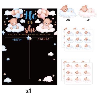 With Stickers Gender Revealed Voting Game Festive Joyful Boy or Girl Poster Board Paper He or She Poster Board Party