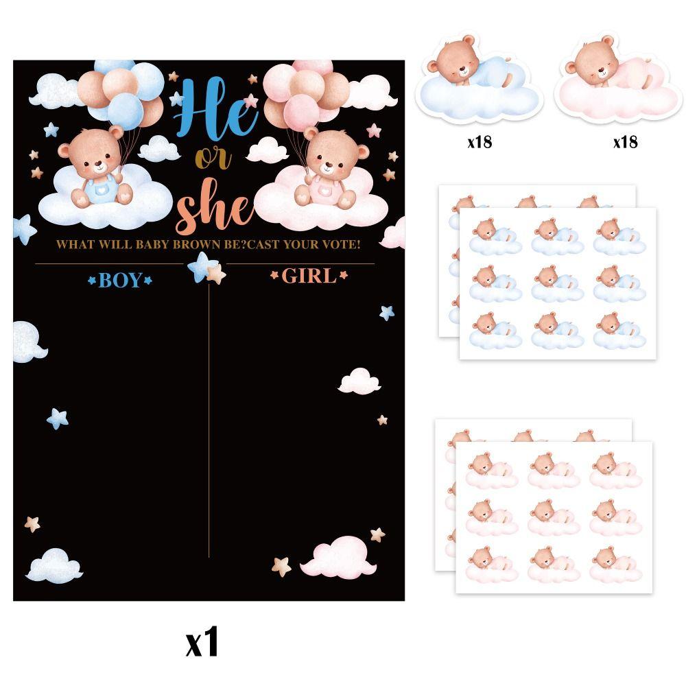 

Праздничный плакат «Мальчик или девочка» с наклейками Он или Она Плакат Доска для объявлений Детский душ Black-D