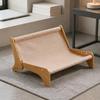Wooden Feline Lounge Chair Wood-Framed Wooden Feline Couch Raised Pet Recliner Unobstructed Design Jute Pet Lounge Bed