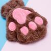 Winter Fingerless Gloves Fluffy Bear for Cat Paw Claw Half Finger Mitten Hand Wa