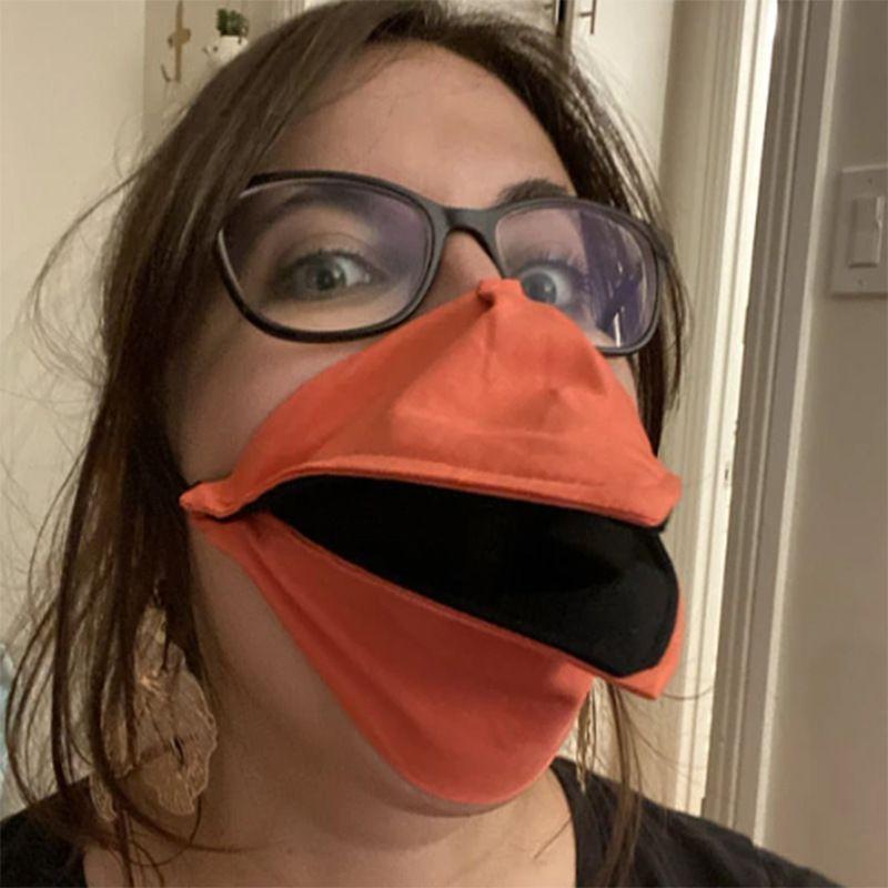 Cotton Duck Bill Face Mask & Yellow Frame Glasses Breathable Funny Party Set, Halloween Costume