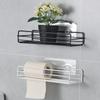 1/2 Pcs Iron Bathroom Shelf Wall Mount No Drilling Shower Room Shampoo Storage Holder For Kitchen Corner Bathroom Accessories