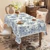 1 Piece Of Vintage Floral-Themed Tablecloth, Featuring A Blue And White Porcelain Style Print With Floral And Bird Patterns, Available In Various Size